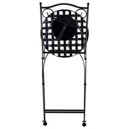 Wyld And Coco Black Metal Folding Garden Chairs Set Of 2 With Mosaic Backrest, Cement Accents, Fold-Flat Design - thumbnail 7