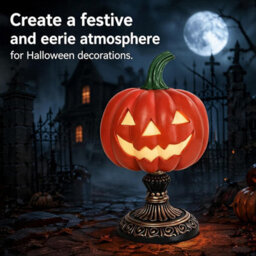 Pumpkin Lamp Halloween Night Light Usb Resin Tabletops, Orange Glow Tabletop Lamp For Bedroom Decor, Usb Powered - thumbnail 3