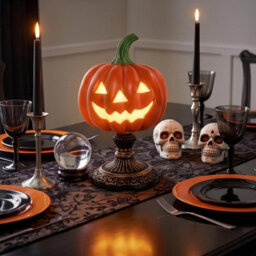 Pumpkin Lamp Halloween Night Light Usb Resin Tabletops, Orange Glow Tabletop Lamp For Bedroom Decor, Usb Powered - thumbnail 8