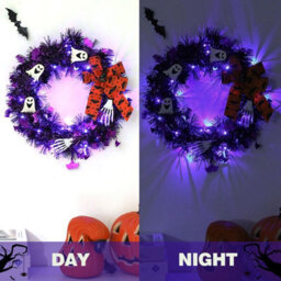 Amorly Light Up Halloween Wreath For Front Door, 13.8 Inch Ghost Wreath, Indoor Window, Wall, Party & Holiday Home Decorations - thumbnail 4
