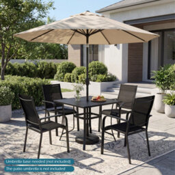 Costway 91Cm Square Patio Bistro Table For 4 Outdoor Metal Dining Table With Umbrella Hole - thumbnail 3