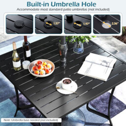 Costway 91Cm Square Patio Bistro Table For 4 Outdoor Metal Dining Table With Umbrella Hole - thumbnail 5