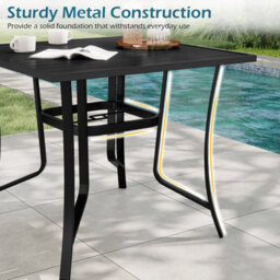 Costway 91Cm Square Patio Bistro Table For 4 Outdoor Metal Dining Table With Umbrella Hole - thumbnail 9
