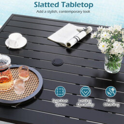 Costway 91Cm Square Patio Bistro Table For 4 Outdoor Metal Dining Table With Umbrella Hole - thumbnail 8