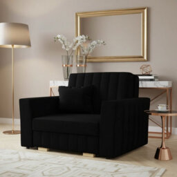 Viva Glam I Living Room Sleeper Armchair With Storage Chipboard Frame Wave Springs Wooden Slats 85X115X98Cm Black - thumbnail 2