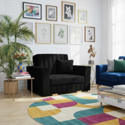 Viva Glam I Living Room Sleeper Armchair With Storage Chipboard Frame Wave Springs Wooden Slats 85X115X98Cm Black - thumbnail 3