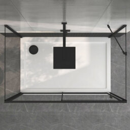 Royal Bathrooms Milan 1500 X 800mm Matt Black 3-Sided Sliding Door Shower Enclosure Rectangular With Side Panels 6mm Glass Screen - thumbnail 5