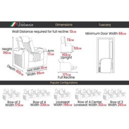 Valencia Tuscany Ultimate Luxury Edition Home Theater Recliner Row Of 5 Loveseat Left Onyx Semi Aniline Leather - thumbnail 9