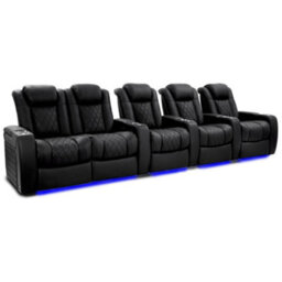 Valencia Tuscany Ultimate Luxury Edition Home Theater Recliner Row Of 5 Loveseat Left Onyx Semi Aniline Leather - thumbnail 1