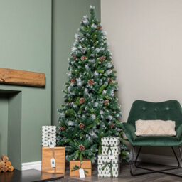 Samuel Alexander 7Ft (2.1M) Frosted Glacier Pine Snow Tipped Christmas Tree With Pinecones And 956 Tips - thumbnail 7
