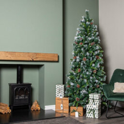 Samuel Alexander 7Ft (2.1M) Frosted Glacier Pine Snow Tipped Christmas Tree With Pinecones And 956 Tips - thumbnail 2