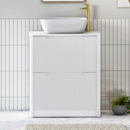 Royal Bathrooms Avenza 600mm Matt White Floor Standing Countertop Bathroom Vanity Unit 2 Drawer With Elva Basin - thumbnail 1