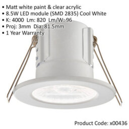 Tool-Less Recessed Bathroom Ip65 Downlight - 8.5W Cool White Led - Matt White - thumbnail 2