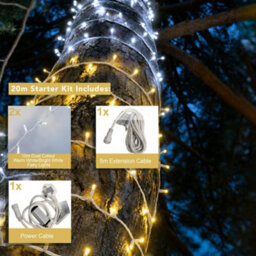 Christmas Tree World Crownvine 20M Dual Colour Fairy Lights Starter Set - 200 Leds Warm / Bright White - White Rubber Cable - thumbnail 2