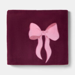 Ohs Bow Polar Fleece Soft Warm Throw Blanket - Burgundy - thumbnail 9
