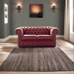 Chesterfield 2 Seater Shelly Burgandy Leather Sofa Settee Bespoke In Classic Style - thumbnail 3