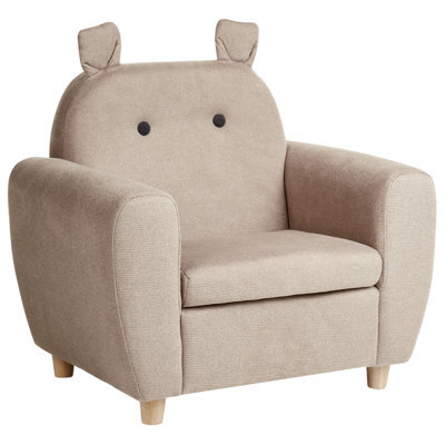 Beliani Kids Armchair Hippo Maribo Fabric Taupe - image 1