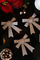 3Pc Silver Glitter Bow Christmas Tree Set - thumbnail 5