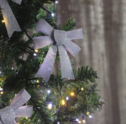 3Pc Silver Glitter Bow Christmas Tree Set - thumbnail 7