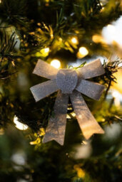 3Pc Silver Glitter Bow Christmas Tree Set - thumbnail 2