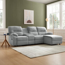 Home Detail Jacob 3 Seater Manual Recliner Sofa With Right Hand Chaise, Light Grey Linen - thumbnail 2
