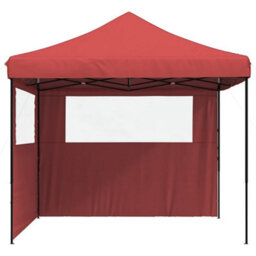 Walplus Foldable Party Tent Garden Gazebo Canopy Pop-Up With 2 Sidewalls Burgundy - thumbnail 4
