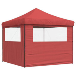 Walplus Foldable Party Tent Garden Gazebo Canopy Pop-Up With 2 Sidewalls Burgundy - thumbnail 5