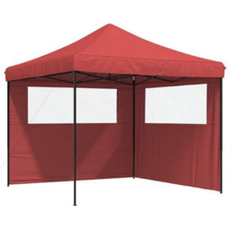 Walplus Foldable Party Tent Garden Gazebo Canopy Pop-Up With 2 Sidewalls Burgundy - thumbnail 2
