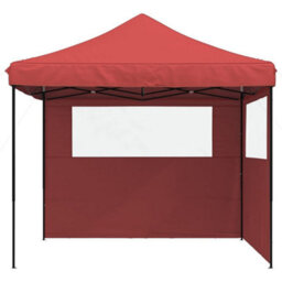 Walplus Foldable Party Tent Garden Gazebo Canopy Pop-Up With 2 Sidewalls Burgundy - thumbnail 3