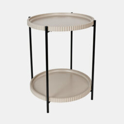 Ohs Ribbed Two-Layer Tray Side Table Engineered Wood End Tables - Natural - thumbnail 2