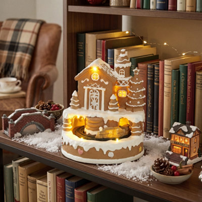Homcom Christmas Gingerbread House With Led Lights, Music - image 1