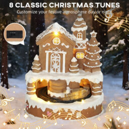 Homcom Christmas Gingerbread House With Led Lights, Music - thumbnail 6