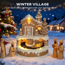 Homcom Christmas Gingerbread House With Led Lights, Music - thumbnail 4