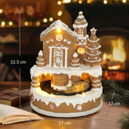 Homcom Christmas Gingerbread House With Led Lights, Music - thumbnail 3