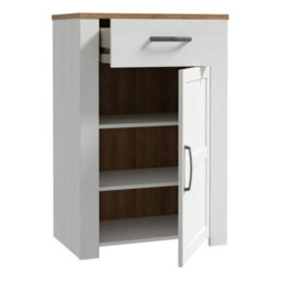 Furniture To Go Bohol 1 Door 1 Drawer Shoe Cabinet In Riviera Oak/white - thumbnail 3