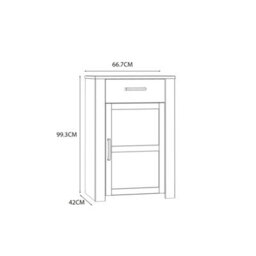 Furniture To Go Bohol 1 Door 1 Drawer Shoe Cabinet In Riviera Oak/white - thumbnail 8