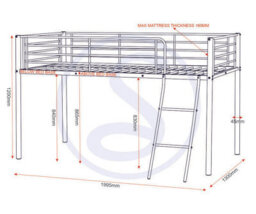 Seconique Kora Mid Sleeper Metal Bed Frame In Silver Finish Fits  3Ft Single Mattress - thumbnail 7