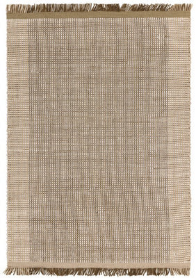 Beige Handmade Geometric 4mm Pile Stain-Resistant Rug For Bedroom, Living, & Dining Room, Modern Wool Rug-160Cm X 230Cm