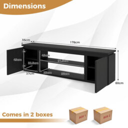 Gainoom 178Cm Media Console Table Black Tv Cabinet For Tvs Up To 80Inch - thumbnail 2