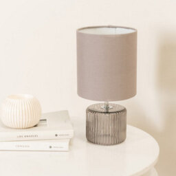 Valuelights Betty Grey Smoke Tinted Glass Table Lamp With Grey Lamp Shade - thumbnail 3