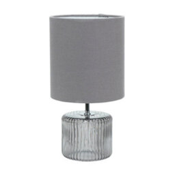Valuelights Betty Grey Smoke Tinted Glass Table Lamp With Grey Lamp Shade - thumbnail 2