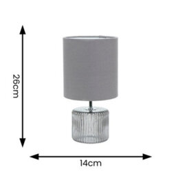 Valuelights Betty Grey Smoke Tinted Glass Table Lamp With Grey Lamp Shade - thumbnail 5