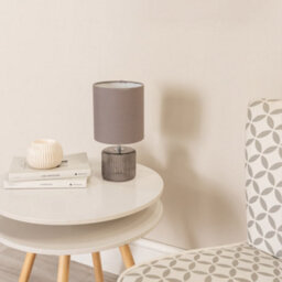Valuelights Betty Grey Smoke Tinted Glass Table Lamp With Grey Lamp Shade - thumbnail 4