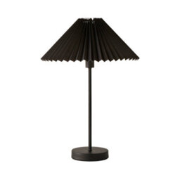 Valuelights Akira Black Metal Table Lamp With Pleated Lampshade - thumbnail 2