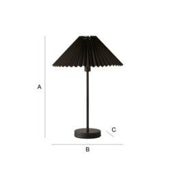Valuelights Akira Black Metal Table Lamp With Pleated Lampshade - thumbnail 7