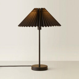 Valuelights Akira Black Metal Table Lamp With Pleated Lampshade - thumbnail 6
