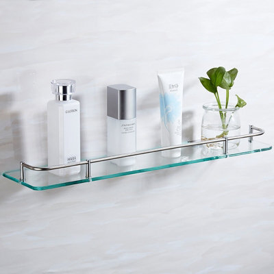 Living And Home Wall Mounted Tempered Glass Storage Organizer Bathroom Shelf 38.5Cm - image 1