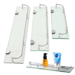 Living And Home Wall Mounted Tempered Glass Storage Organizer Bathroom Shelf 38.5Cm - thumbnail 5