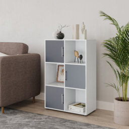 Urbn-Living 6-Cube Shelving Unit With Doors And Metal Handles - thumbnail 2