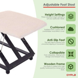 Oypla Adjustable Folding Cushion Padded Footstool Foot Leg Rest - thumbnail 9